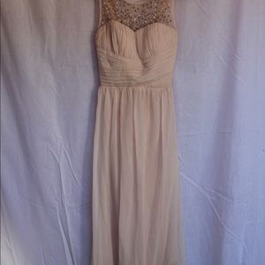 Pastel coral floor length prom dress